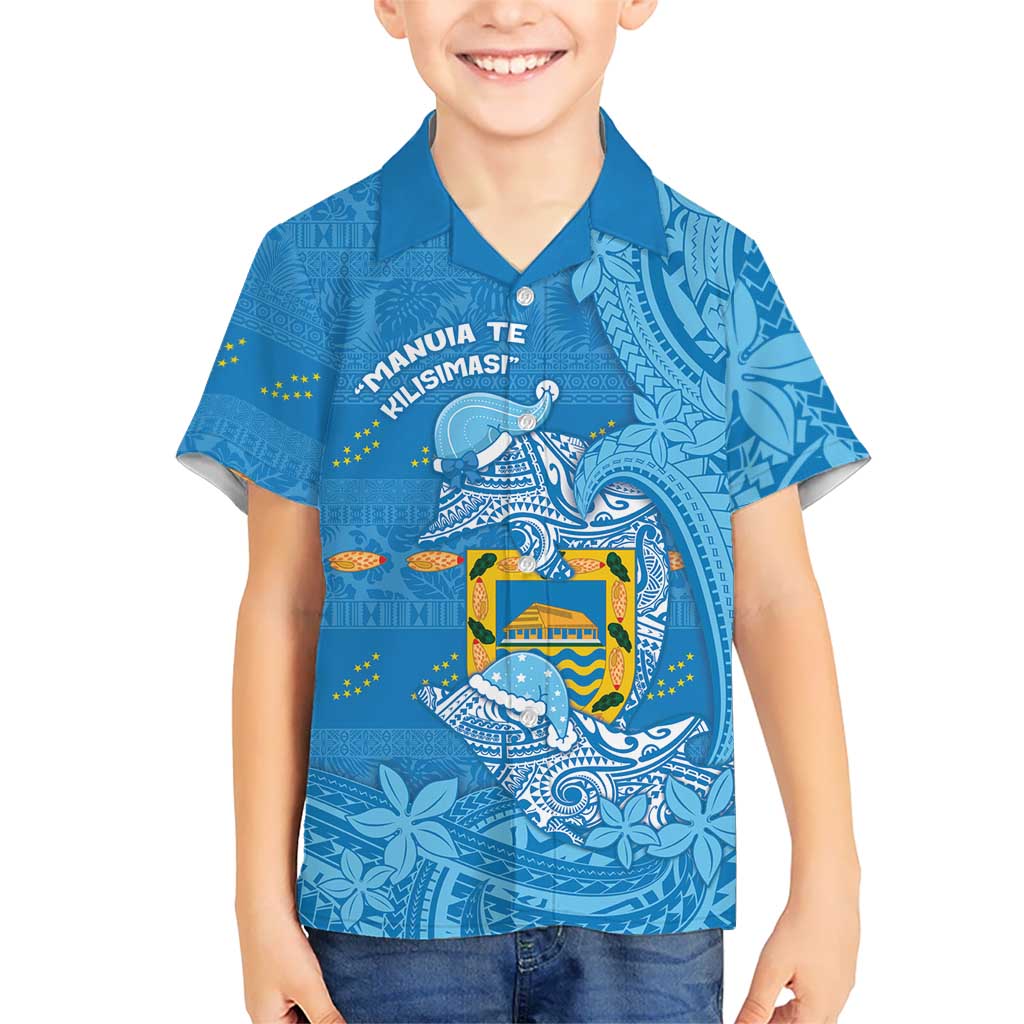 Tuvalu Christmas Hawaiian Shirt Dolphins Santa Xmas Tribal Waves - Polynesian Pride