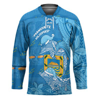 Tuvalu Christmas Hockey Jersey Dolphins Santa Xmas Tribal Waves - Polynesian Pride