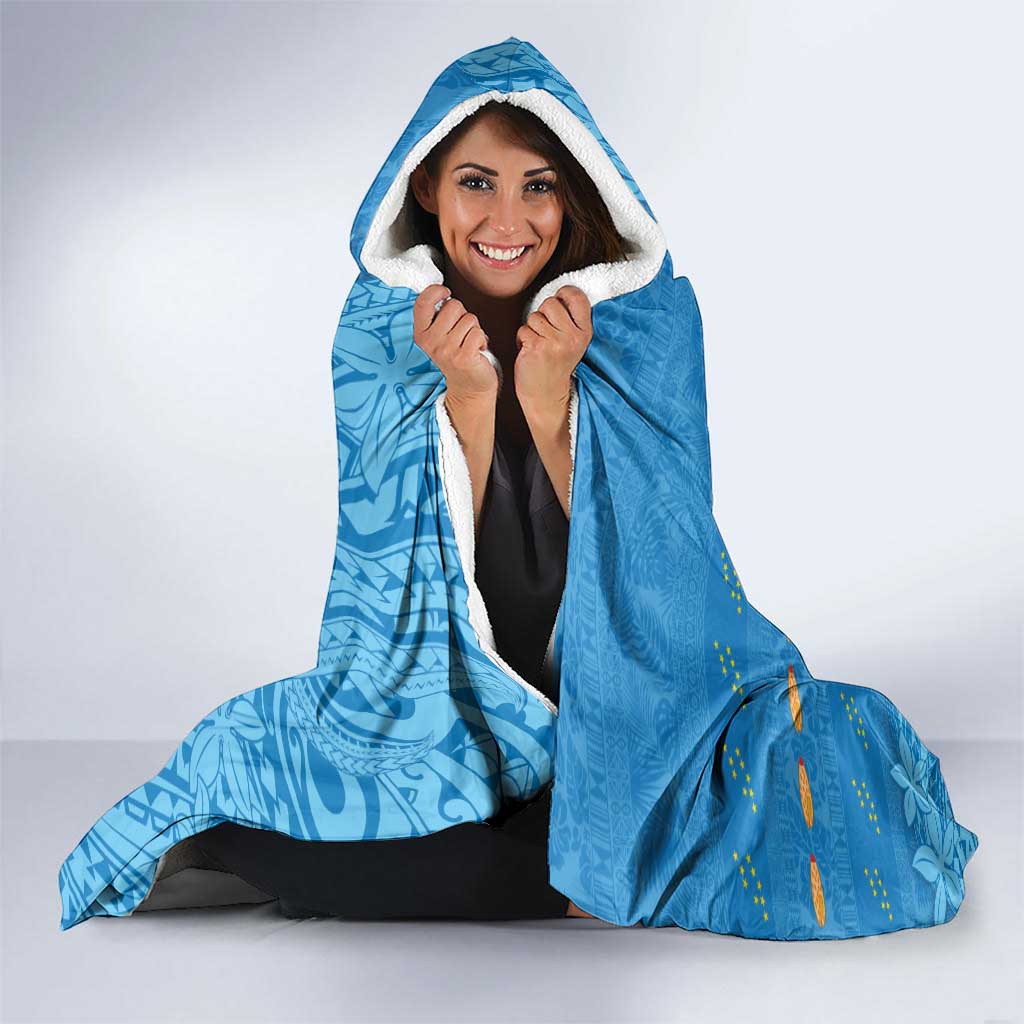 Tuvalu Christmas Hooded Blanket Dolphins Santa Xmas Tribal Waves - Polynesian Pride