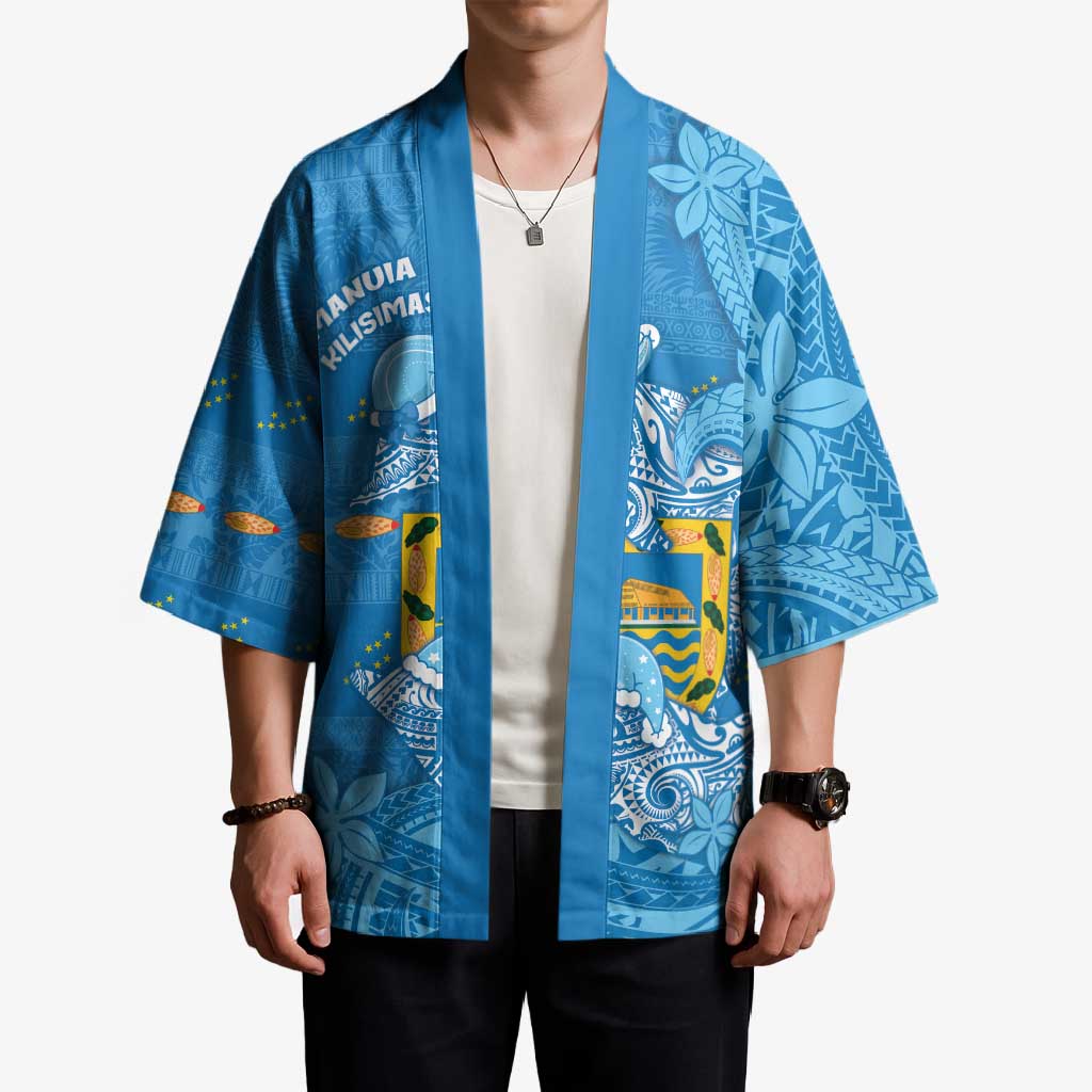Tuvalu Christmas Kimono Dolphins Santa Xmas Tribal Waves - Polynesian Pride