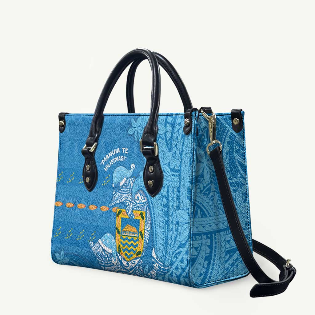 Tuvalu Christmas Leather Bag Dolphins Santa Xmas Tribal Waves - Polynesian Pride
