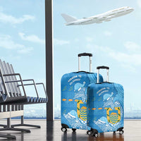 Tuvalu Christmas Luggage Cover Dolphins Santa Xmas Tribal Waves - Polynesian Pride
