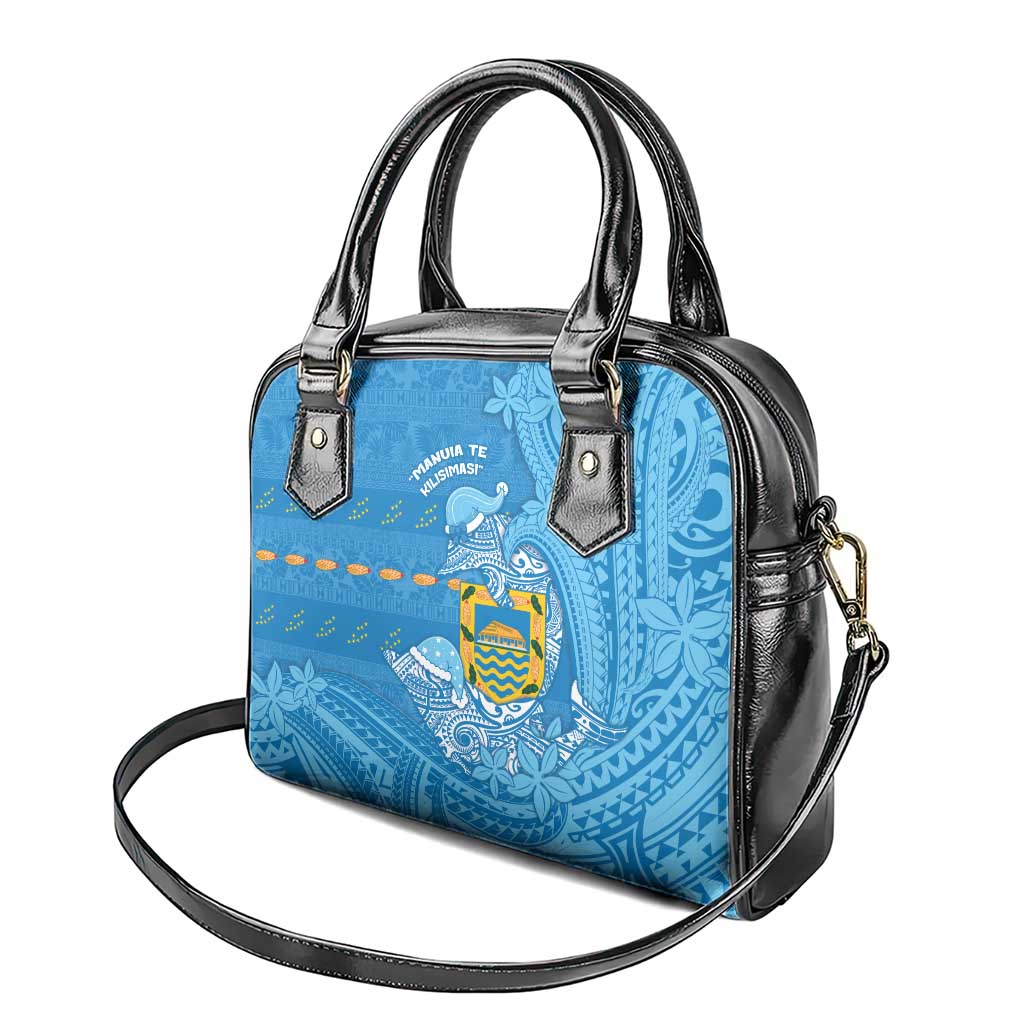 Tuvalu Christmas Shoulder Handbag Dolphins Santa Xmas Tribal Waves - Polynesian Pride