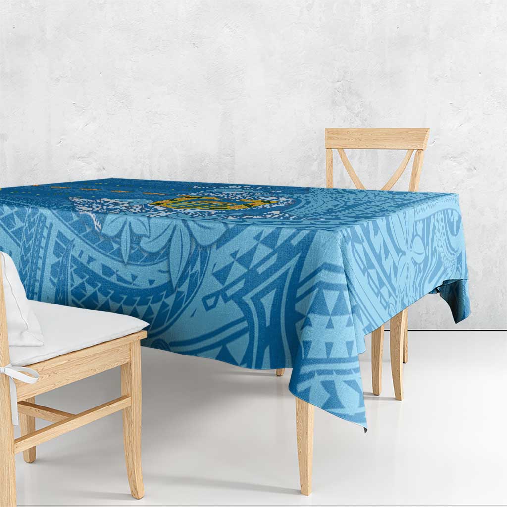 Tuvalu Christmas Tablecloth Dolphins Santa Xmas Tribal Waves - Polynesian Pride