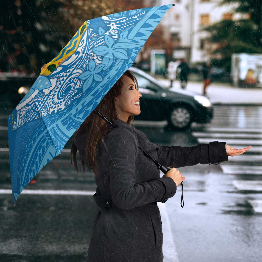 Tuvalu Christmas Umbrella Dolphins Santa Xmas Tribal Waves - Polynesian Pride