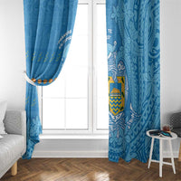Tuvalu Christmas Window Curtain Dolphins Santa Xmas Tribal Waves - Polynesian Pride