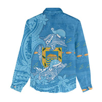Tuvalu Christmas Women Casual Shirt Dolphins Santa Xmas Tribal Waves - Polynesian Pride
