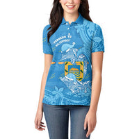 Tuvalu Christmas Women Polo Shirt Dolphins Santa Xmas Tribal Waves - Polynesian Pride