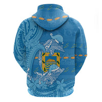 Tuvalu Christmas Zip Hoodie Dolphins Santa Xmas Tribal Waves - Polynesian Pride