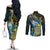 Personalised Tuvalu Couples Matching Off The Shoulder Long Sleeve Dress and Long Sleeve Button Shirt Dolphin On The Waves
