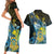 Personalised Tuvalu Couples Matching Short Sleeve Bodycon Dress and Hawaiian Shirt Dolphin On The Waves