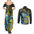 Personalised Tuvalu Couples Matching Summer Maxi Dress and Long Sleeve Button Shirt Dolphin On The Waves