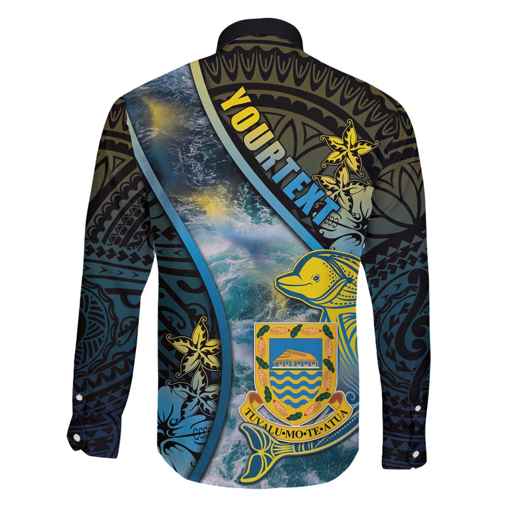 Personalised Tuvalu Family Matching Long Sleeve Bodycon Dress and Hawaiian Shirt Dolphin On The Waves