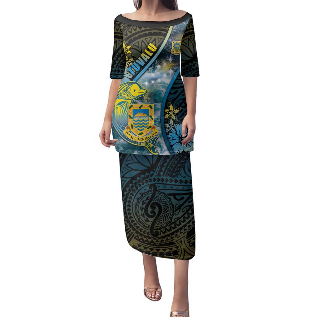 Personalised Tuvalu Family Matching Puletasi and Hawaiian Shirt Dolphin On The Waves