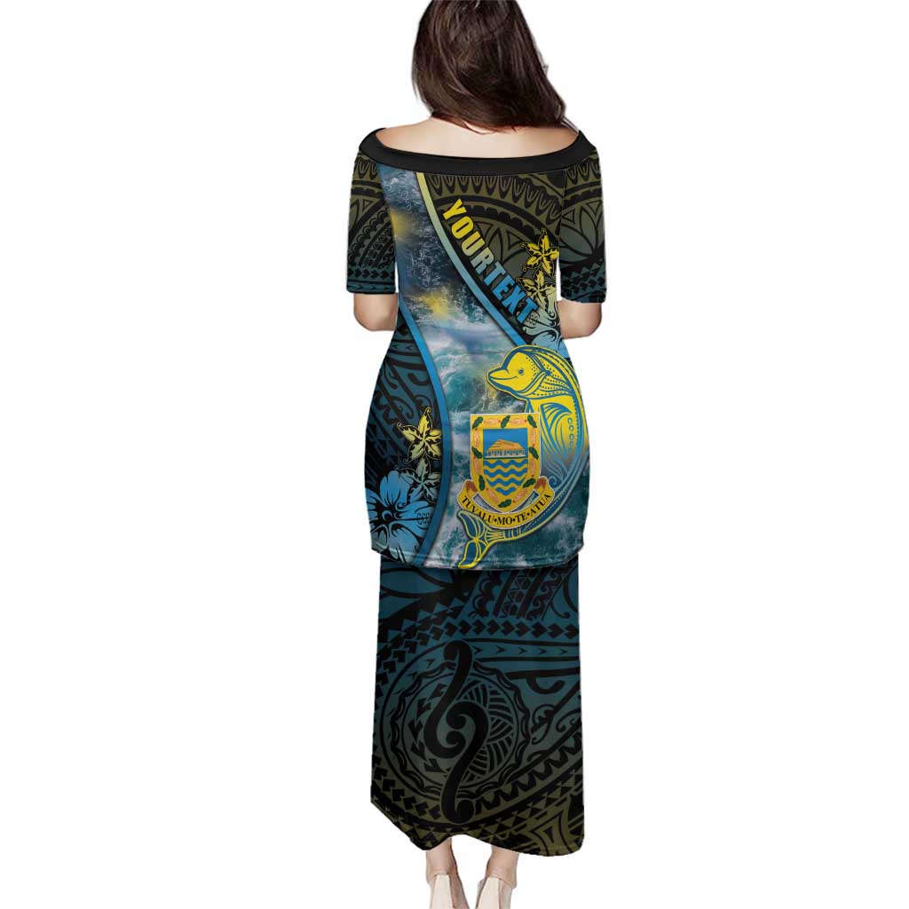 Personalised Tuvalu Family Matching Puletasi and Hawaiian Shirt Dolphin On The Waves