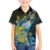 Personalised Tuvalu Family Matching Short Sleeve Bodycon Dress and Hawaiian Shirt Dolphin On The Waves