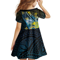 Personalised Tuvalu Kid Short Sleeve Dress Dolphin On The Waves