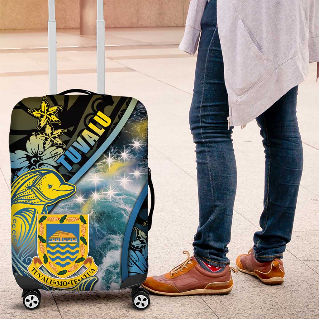 Tuvalu Luggage Cover Dolphin On The Waves