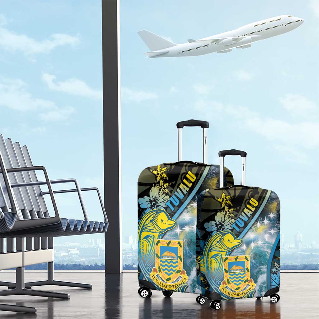Tuvalu Luggage Cover Dolphin On The Waves
