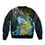 Personalised Tuvalu Sleeve Zip Bomber Jacket Dolphin On The Waves