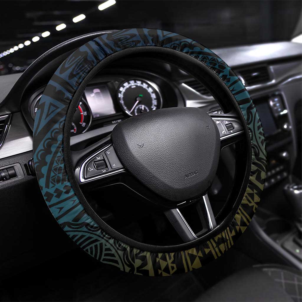 Tuvalu Steering Wheel Cover Dolphin On The Waves