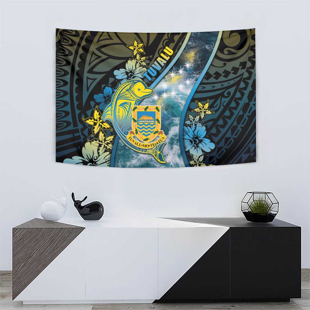 Tuvalu Tapestry Dolphin On The Waves
