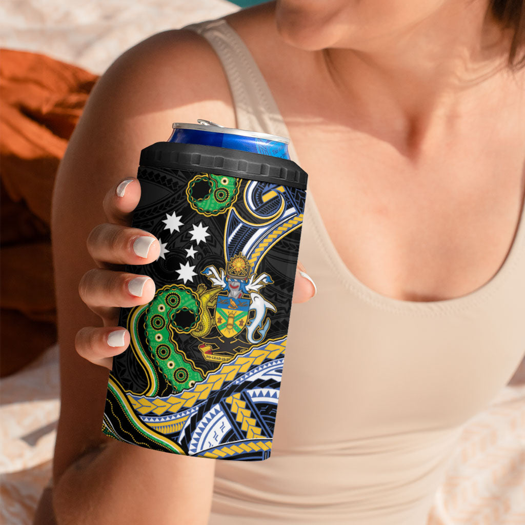 South Sea Islanders And Solomon Islands 4 in 1 Can Cooler Tumbler Solomons Coat Of Arms And Southern Cross DT05 - Polynesian Pride