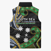 South Sea Islanders And Solomon Islands Sleeveless Puffer Jacket Solomons Coat Of Arms And Southern Cross DT05 - Polynesian Pride