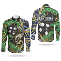 South Sea Islanders And New Caledonia Couples Matching Tank Maxi Dress and Long Sleeve Button Shirt Nautilus Shell Southern Cross Tribal Pattern DT05 - Polynesian Pride