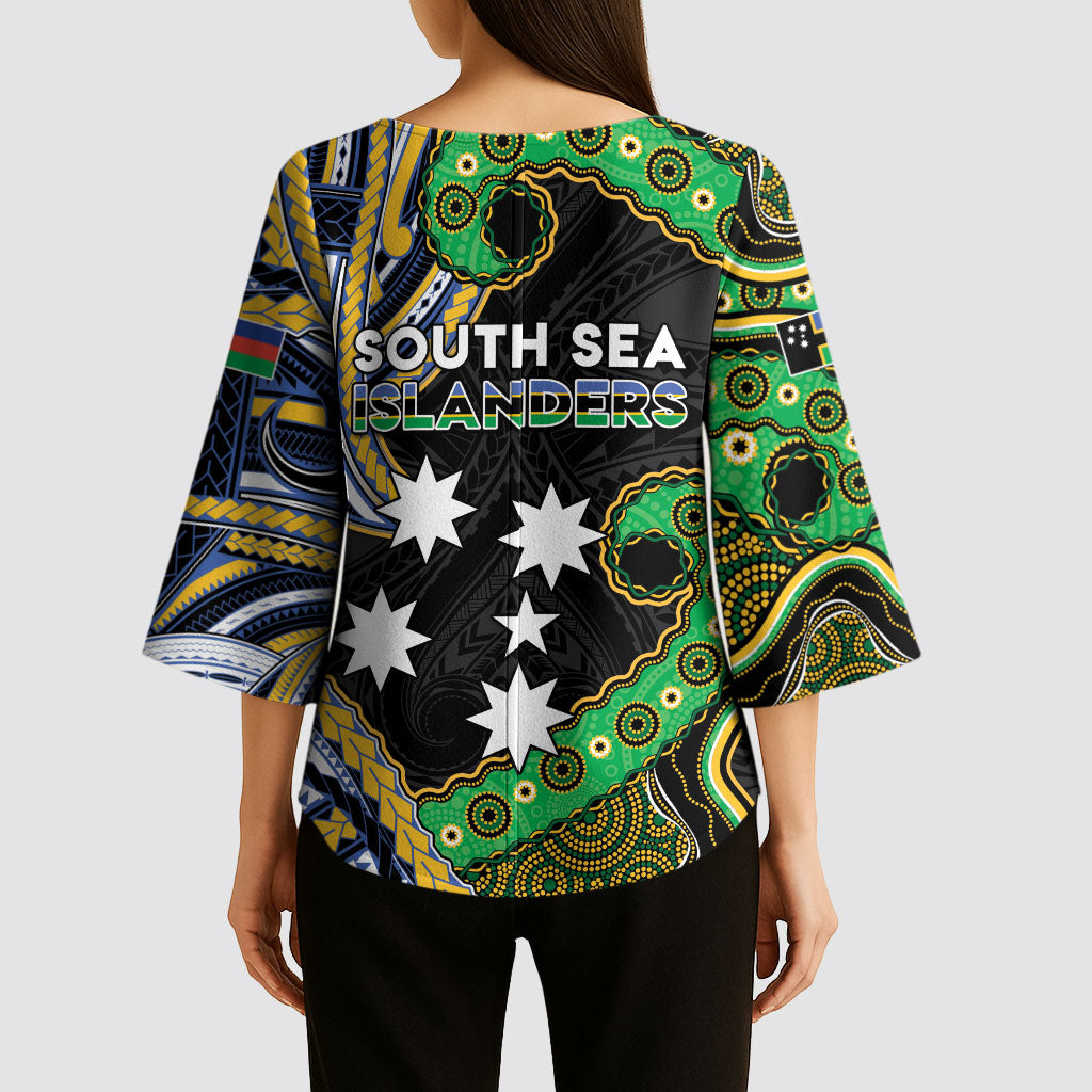 South Sea Islanders And New Caledonia Kimono Sleeve Blouse Nautilus Shell Southern Cross Tribal Pattern DT05 - Polynesian Pride
