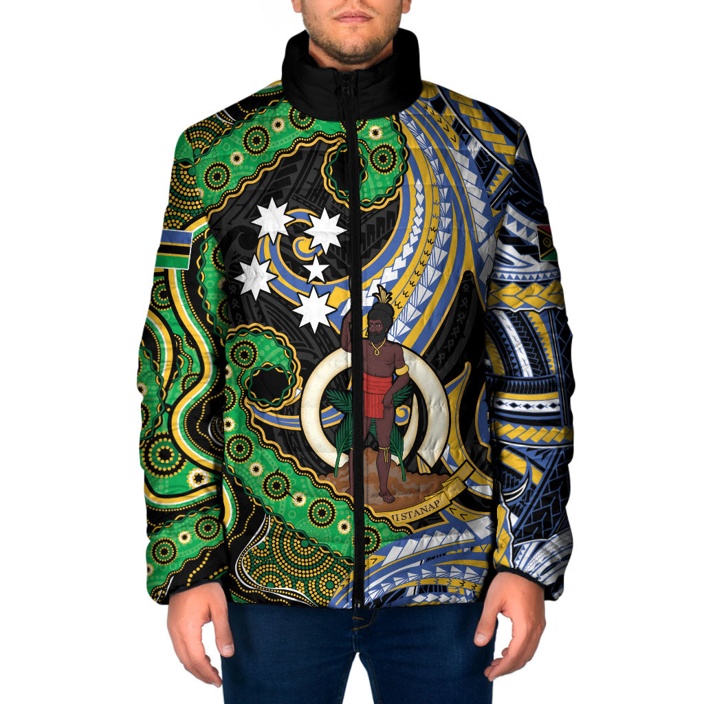 South Sea Islanders And Vanuatu Padded Jacket Boar Tusk Warrior Southern Tribal Pattern DT05 Men Black - Polynesian Pride