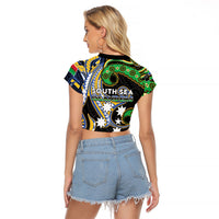 South Sea Islanders And Vanuatu Raglan Cropped T Shirt Boar Tusk Warrior Southern Tribal Pattern DT05 - Polynesian Pride