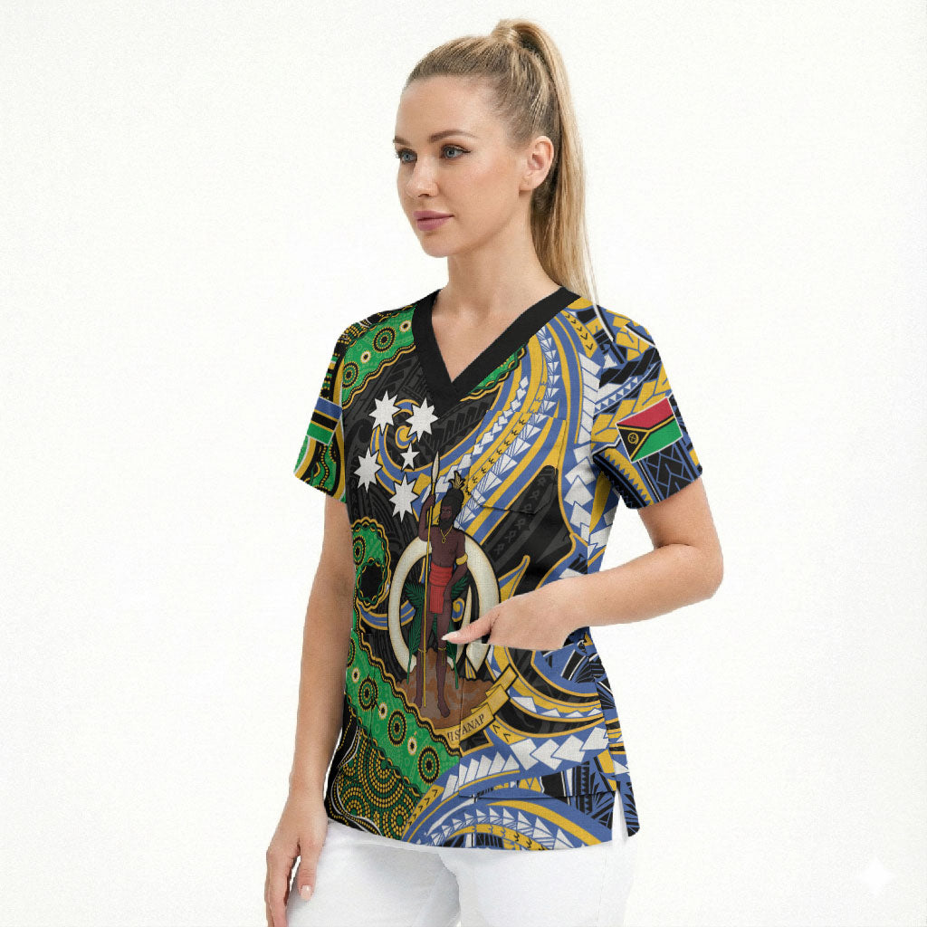 South Sea Islanders And Vanuatu Scrub Top Boar Tusk Warrior Southern Tribal Pattern DT05 - Polynesian Pride