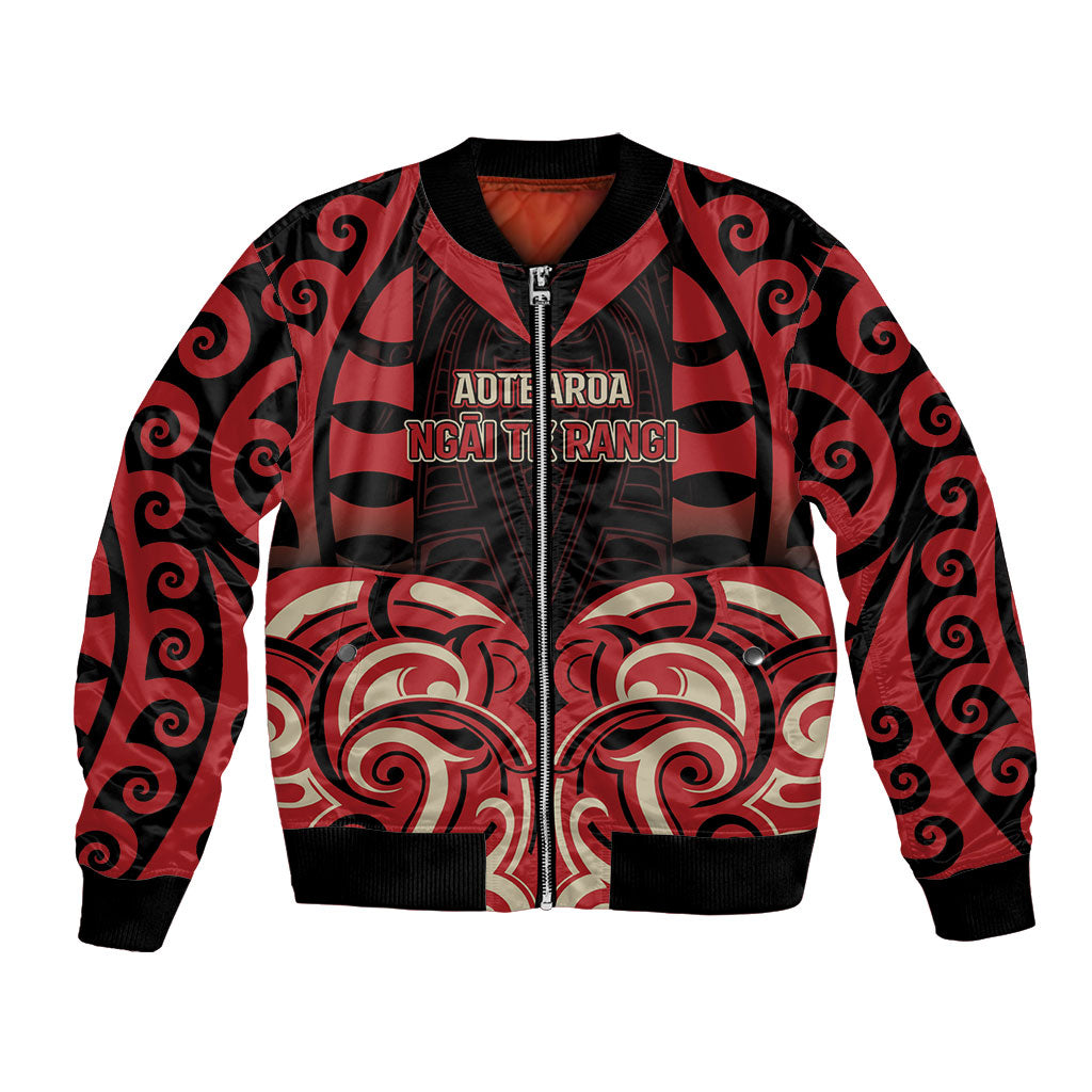 Custom Aotearoa Ngai Te Rangi Bomber Jacket New Zealand Traditional Maori Pattern DT05 Unisex Red - Polynesian Pride