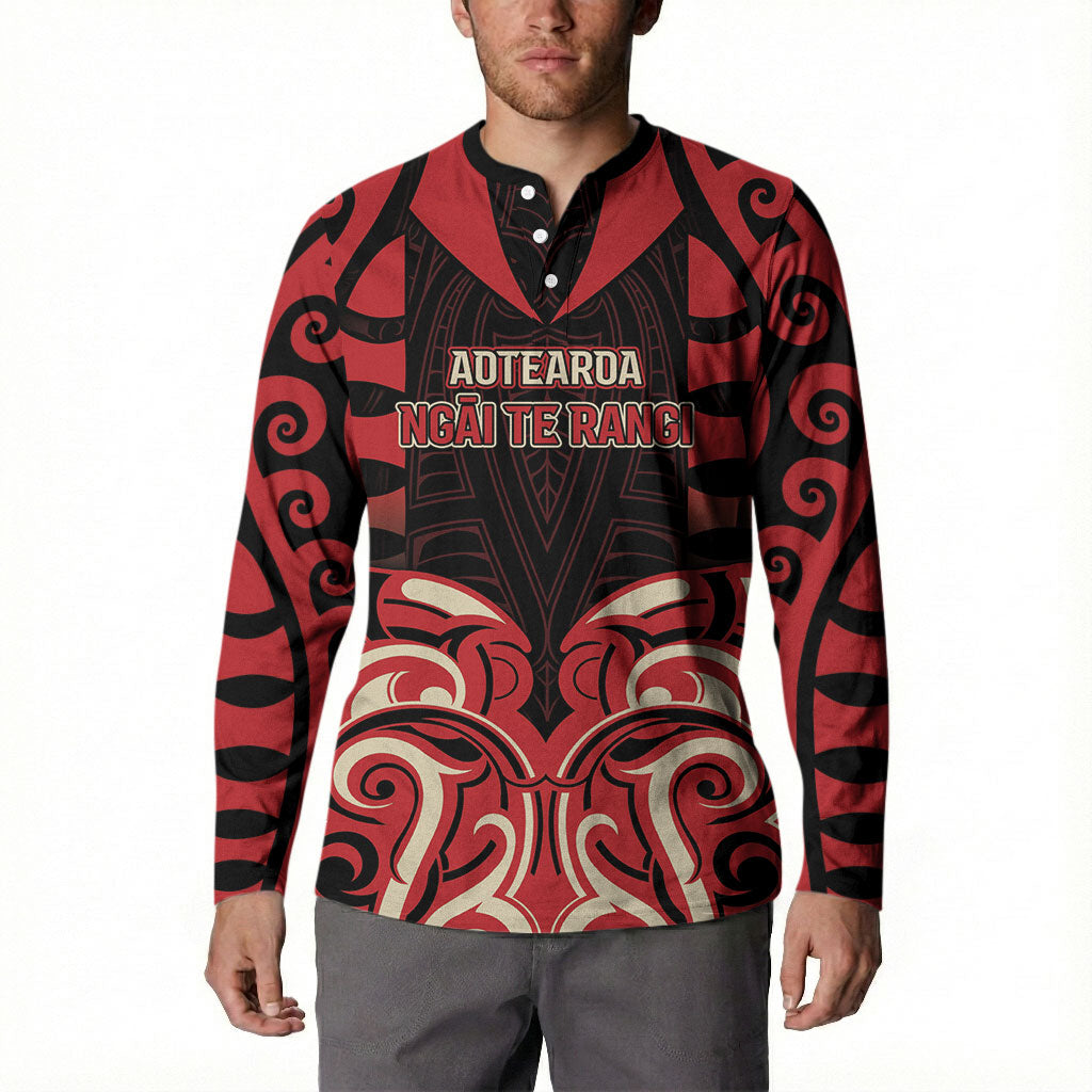 Custom Aotearoa Ngai Te Rangi Button Sweatshirt New Zealand Traditional Maori Pattern DT05 - Polynesian Pride