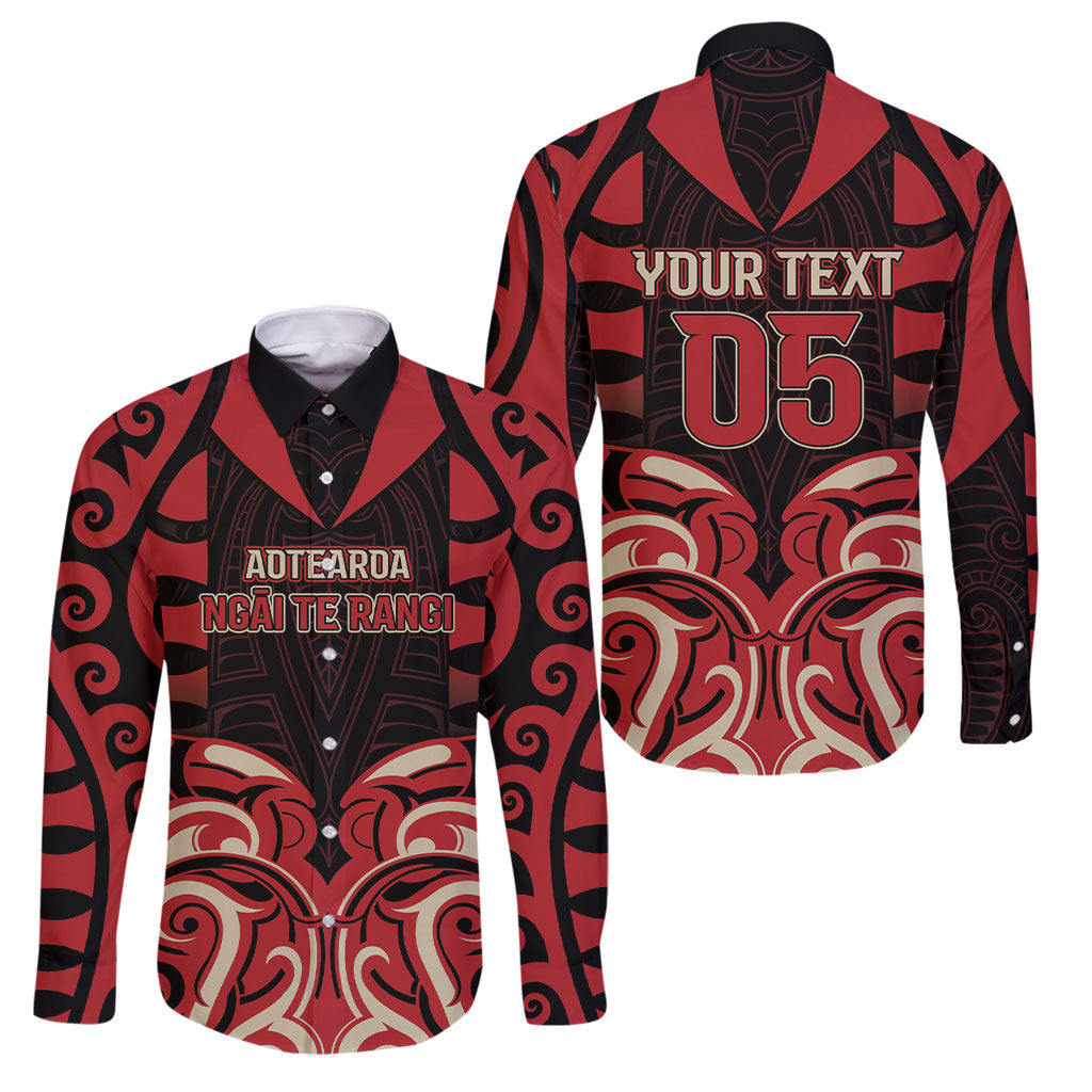 Custom Aotearoa Ngai Te Rangi Family Matching Mermaid Dress and Hawaiian Shirt New Zealand Traditional Maori Pattern DT05 Dad's Shirt - Long Sleeve Red - Polynesian Pride