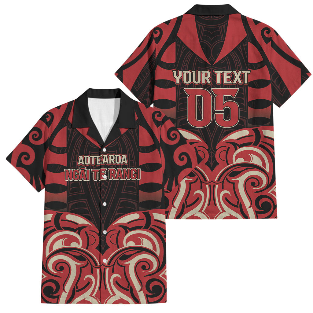 Custom Aotearoa Ngai Te Rangi Family Matching Summer Maxi Dress and Hawaiian Shirt New Zealand Traditional Maori Pattern DT05 Dad's Shirt - Short Sleeve Red - Polynesian Pride