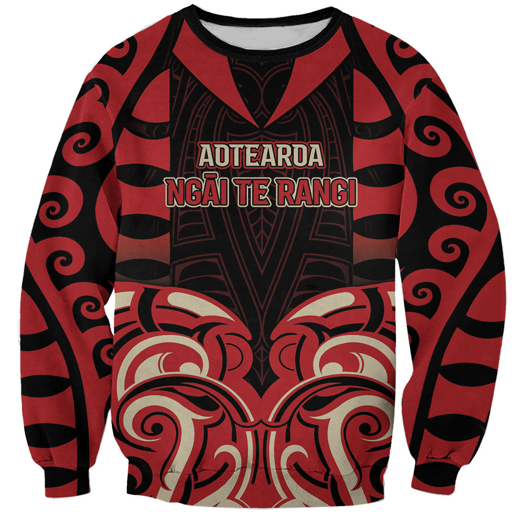 Custom Aotearoa Ngai Te Rangi Sweatshirt New Zealand Traditional Maori Pattern DT05 Unisex Red - Polynesian Pride