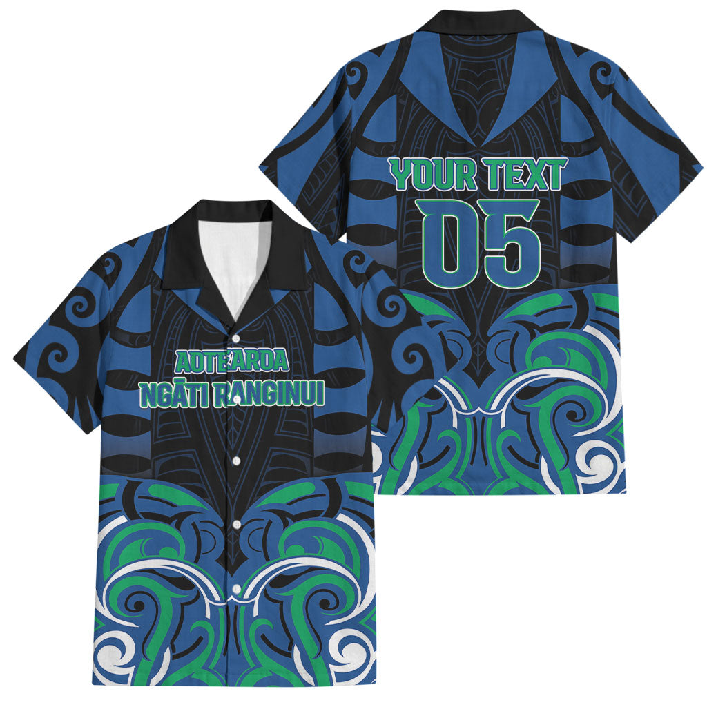 Custom Aotearoa Ngati Ranginui Family Matching Off Shoulder Short Dress and Hawaiian Shirt New Zealand Traditional Maori Pattern DT05 Dad's Shirt - Short Sleeve Navy - Polynesian Pride