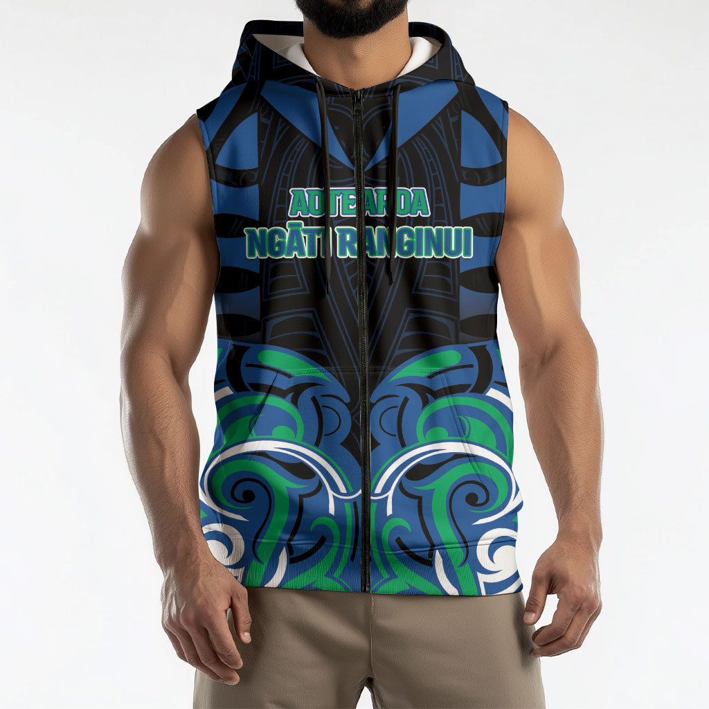 Custom Aotearoa Ngati Ranginui Sleeveless Zip Hoodie New Zealand Traditional Maori Pattern DT05 - Polynesian Pride