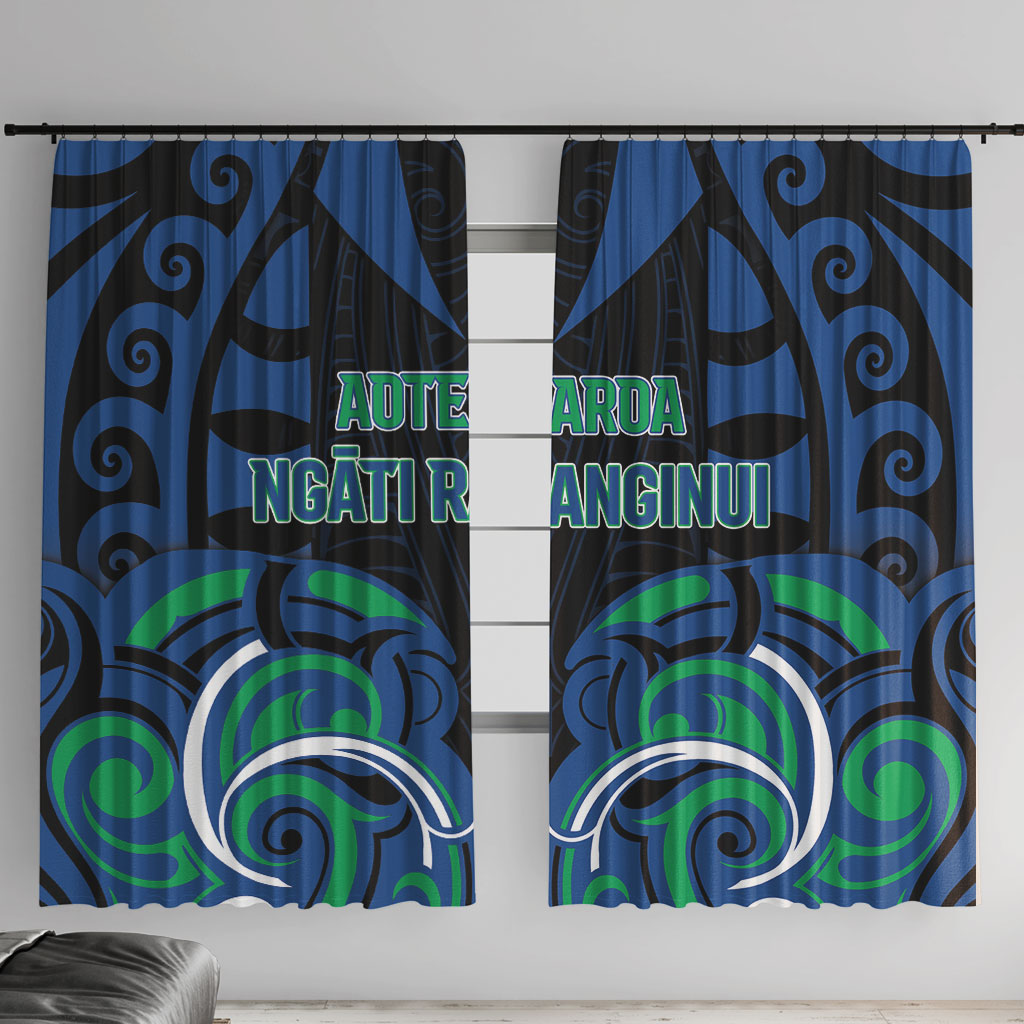 Aotearoa Ngati Ranginui Window Curtain New Zealand Traditional Maori Pattern DT05 With Hooks Navy - Polynesian Pride