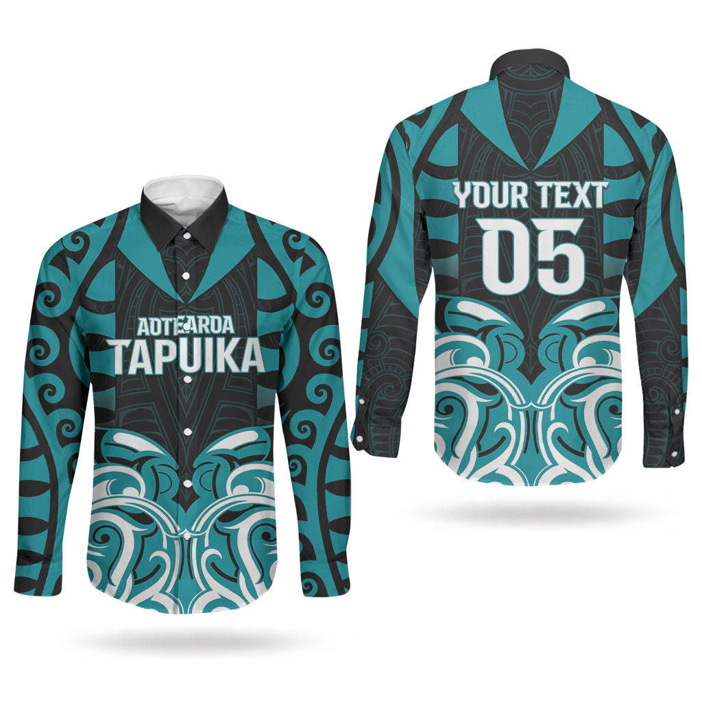 Custom Aotearoa Tapuika Couples Matching Mermaid Dress and Long Sleeve Button Shirt New Zealand Traditional Maori Pattern DT05 - Polynesian Pride