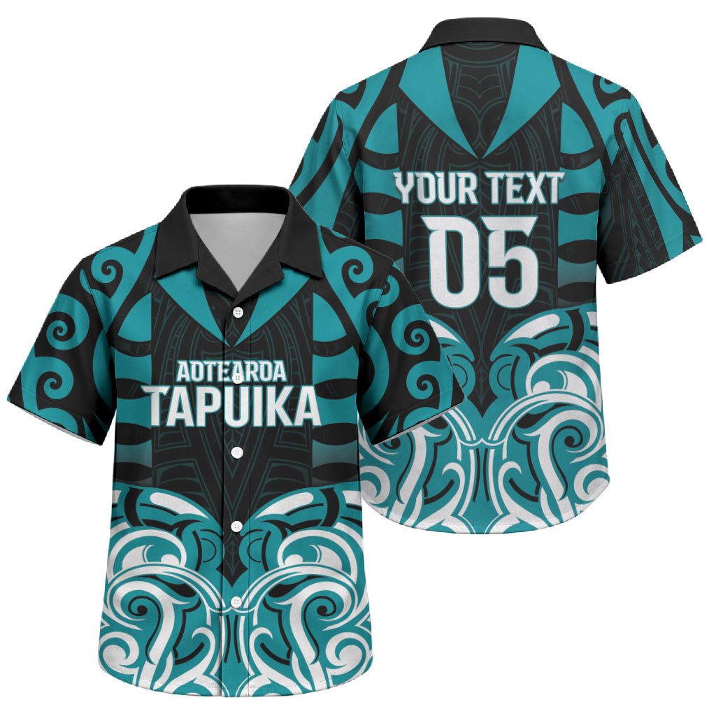 Custom Aotearoa Tapuika Family Matching Long Sleeve Bodycon Dress and Hawaiian Shirt New Zealand Traditional Maori Pattern DT05 Son's Shirt Teal - Polynesian Pride