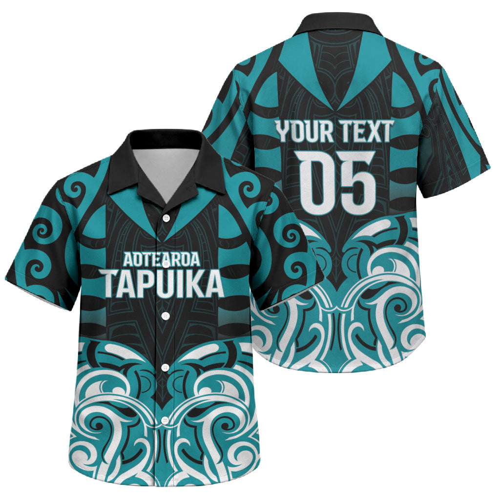 Custom Aotearoa Tapuika Family Matching Summer Maxi Dress and Hawaiian Shirt New Zealand Traditional Maori Pattern DT05 Son's Shirt Teal - Polynesian Pride