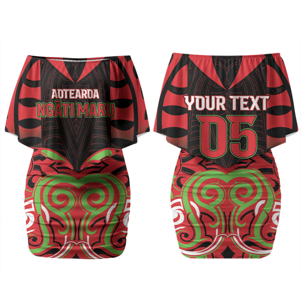 Custom Aotearoa Ngati Maru Couples Matching Off Shoulder Short Dress and Long Sleeve Button Shirt New Zealand Traditional Maori Pattern DT05 - Polynesian Pride