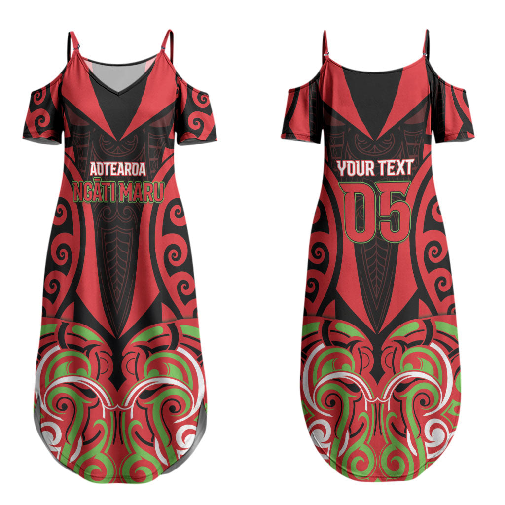 Custom Aotearoa Ngati Maru Couples Matching Summer Maxi Dress and Long Sleeve Button Shirt New Zealand Traditional Maori Pattern DT05 - Polynesian Pride