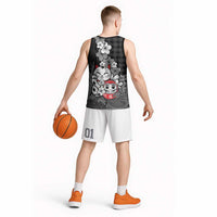 Black Palaka Hawaiian And Japanese Basketball Jersey Maneki Neko And Sakura Bloom