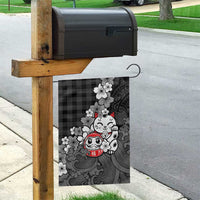Black Palaka Hawaiian And Japanese Garden Flag Maneki Neko And Sakura Bloom