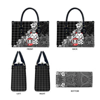 Black Palaka Hawaiian And Japanese Leather Bag Maneki Neko And Sakura Bloom