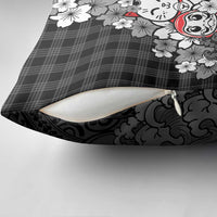 Black Palaka Hawaiian And Japanese Pillow Cover Maneki Neko And Sakura Bloom
